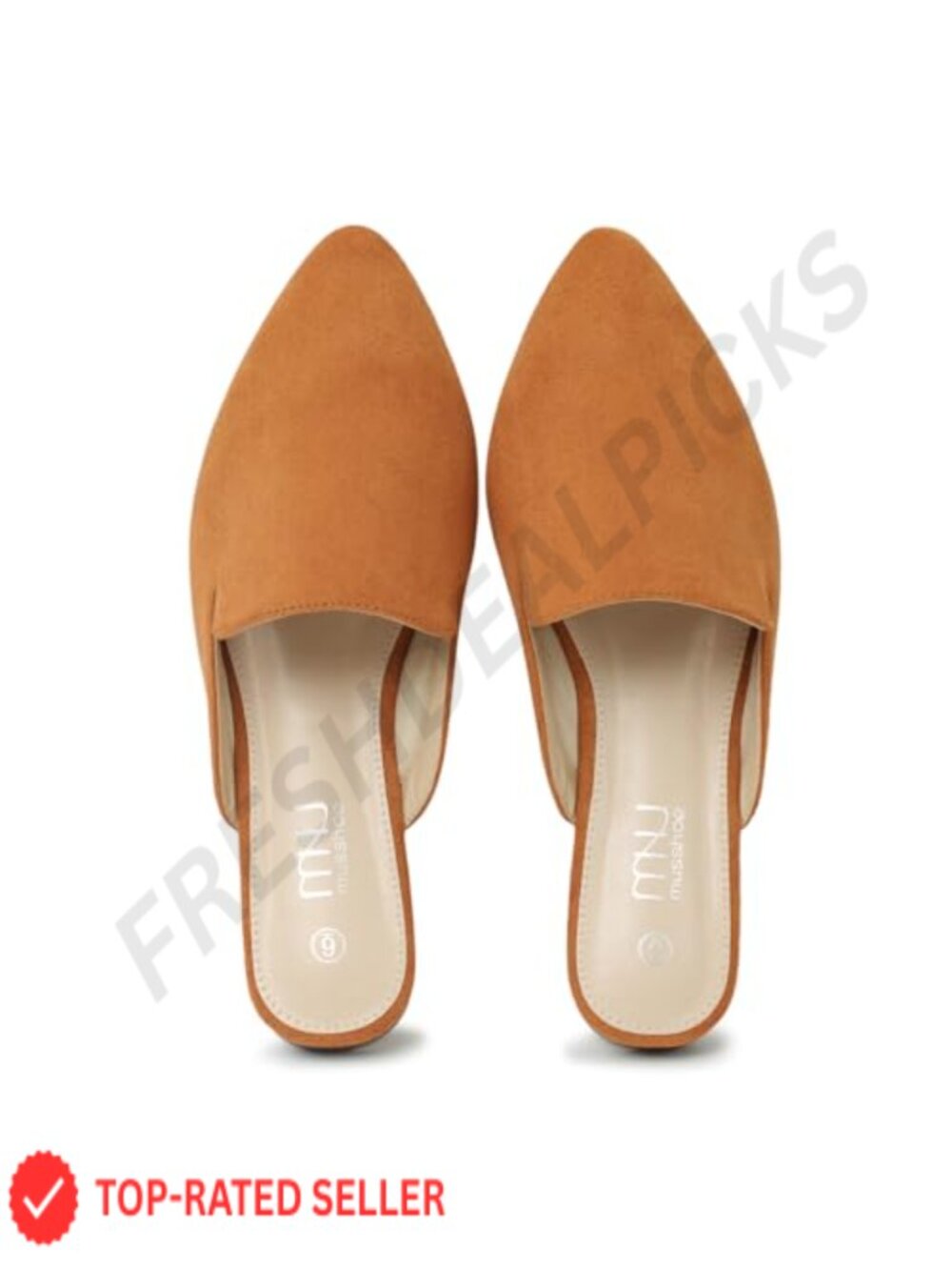 MUSSHOE Pointed Toe Mule Flats Slip On Memory Foam Comfort Work Shoe